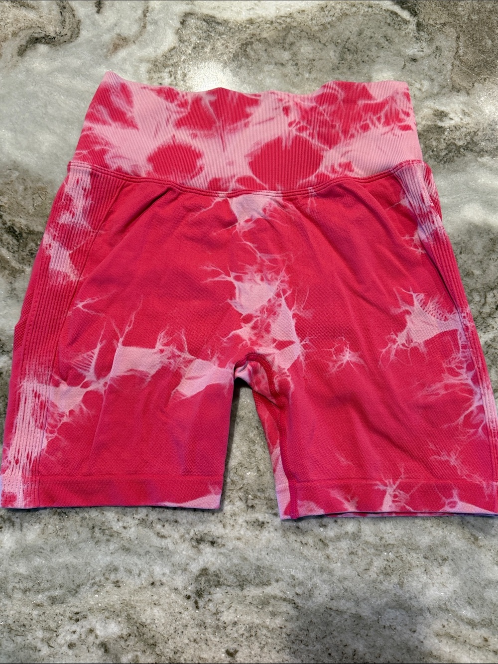 Pink Tie-Dye High-Waist Women’s Bike Shorts
